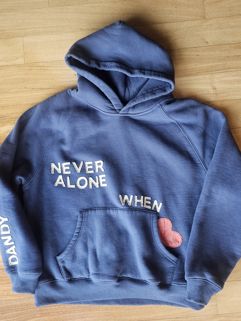Dandy Worldwide Blue 'Never Alone When' Hoodie Size XS